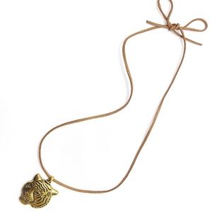 Handmade Leather Tiger Head Necklace